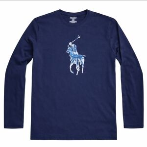 Polo Ralph Lauren Men's Navy Long Sleeve Camo Pony T-shirt Size Medium Cotton
